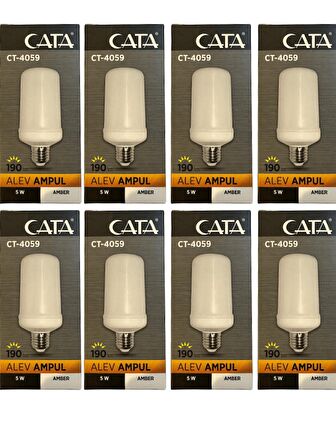 Cata CT-4059 5W (Amber Işık) E27 Duylu Led Alev Ampul (8 Adet)