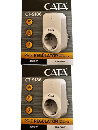 Cata CT-9186 Akım ve Çocuk Korumalı Tekli Kablosuz Priz (2 Adet)