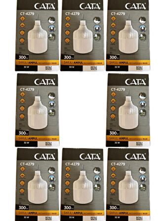 Cata CT-4279 30W 6500K (Beyaz Işık) Şarjlı Led Ampul (8 Adet)