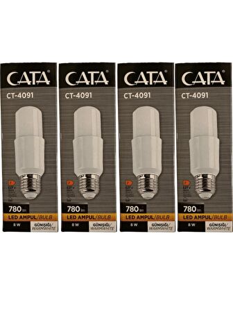 Cata CT-4091 8W 3200K (Günışığı) E27 Duylu Led Ampul (4 Adet)