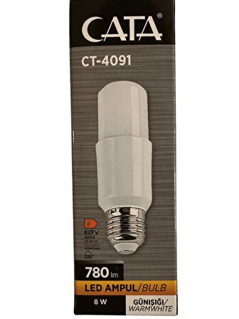 Cata CT-4091 8W 3200K (Günışığı) E27 Duylu Led Ampul (8 Adet)