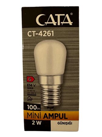 Cata CT-4261 2W 3200K (Günışığı) E14 Duylu Mini Led Ampul