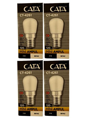 Cata CT-4261 2W 6500K (Beyaz Işık) E14 Duylu Mini Led Ampul (4 Adet)