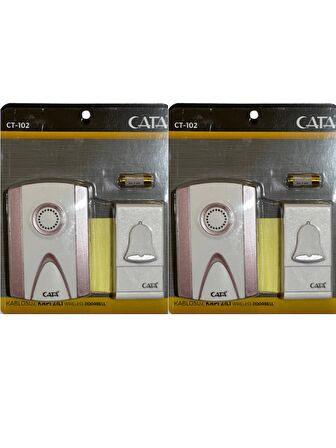 Cata CT-102 Kablosuz Kapı Zili (Pembe Kenarlı) (2 Adet)