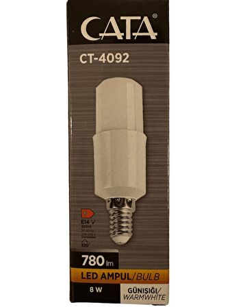 Cata CT-4092 8W 3200K (Günışığı) E14 Duylu Led Ampul (8 Adet)