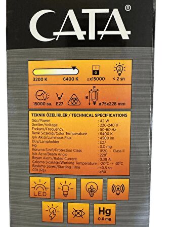 Cata CT-1152 42W 6400K (Beyaz Işık) E27 Duylu Led Pervane Ampul