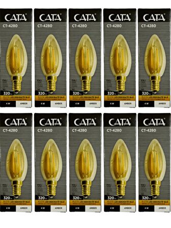 Cata CT-4280 4W 1800K (Amber) E14 Duylu Rustik Led Dekoratif Ampul (10 Adet)