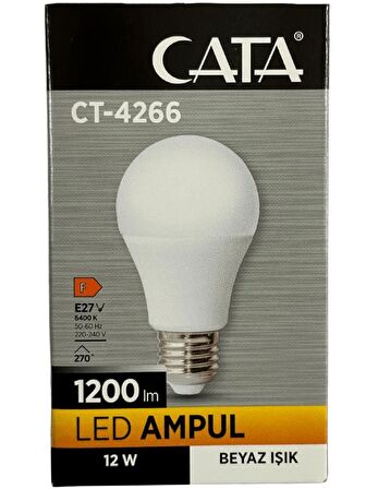 Cata CT-4266 12W 6400K (Beyaz Işık) E27 Duylu Led Ampul