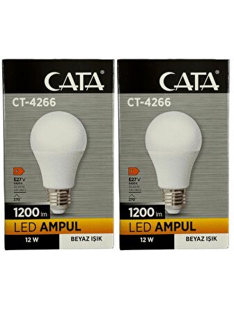 Cata CT-4266 12W 6400K (Beyaz Işık) E27 Duylu Led Ampul (2 Adet)