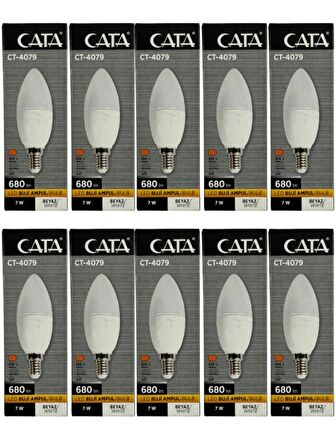 Cata CT-4079 7W 6400K (Beyaz Işık) E14 Duylu Led Buji Ampul (10 Adet)