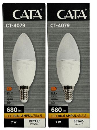 Cata CT-4079 7W 6400K (Beyaz Işık) E14 Duylu Led Buji Ampul (2 Adet)