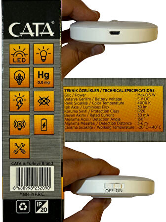 Cata CT-5180 4000K (Günışığı) Mıknatıslı Kabin Led Aydınlatma (2 Adet)