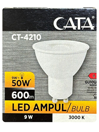 (8 Adet) Cata 9W (50W) Sarı Işık (3000K) Dim Edilebilir GU10 Duylu Led Spot Ampul