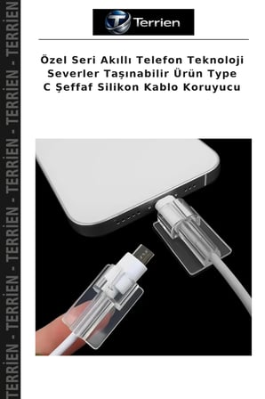 Özel Seri Akıllı Telefon Teknoloji Severler Taşınabilir Ürün Type C Şeffaf Silikon Kablo Koruyucu