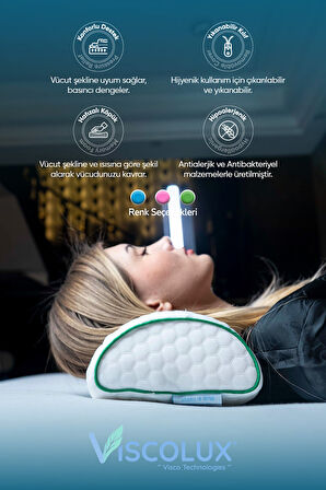 Çok Amaçlı Ortopedik Visco Yastık - Horlama Yastığı Hamile Yastığı Pembe 42x18x9