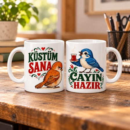 Çayla Barış 2`li Porselen Kupa Seti - MODEL 747