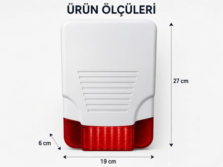 Caydırıcı Siren Yüksek Sesli Flaşörlü Dış Ortama Dayanıklı Kolay Montaj Caydırıcı Alarm Sireni