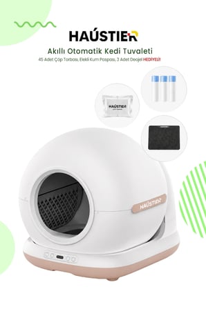 Haustier CB001 Akıllı Otomatik Kedi Tuvaleti, APP ile Kontrol, 75lt İç Hazne, 7lt Çöp Haznesi