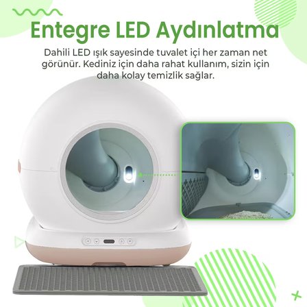 Haustier CB001 Akıllı Otomatik Kedi Tuvaleti, APP ile Kontrol, 75lt İç Hazne, 7lt Çöp Haznesi