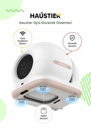 Haustier CB001 Akıllı Otomatik Kedi Tuvaleti, APP ile Kontrol, 75lt İç Hazne, 7lt Çöp Haznesi