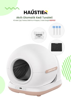 Haustier CB001 Akıllı Otomatik Kedi Tuvaleti, APP ile Kontrol, 75lt İç Hazne, 7lt Çöp Haznesi