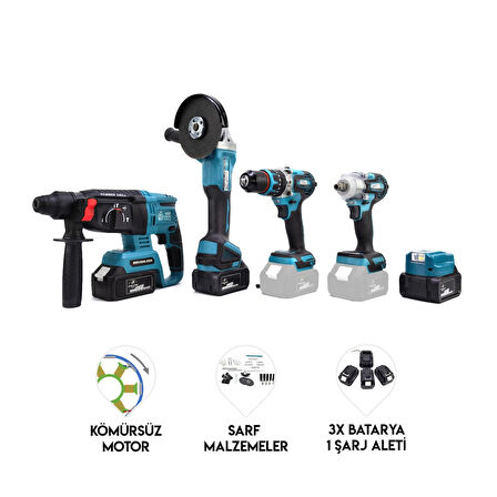 CHELİKBEİ Beşli Set MK350 (Power Bank Led 13mm Ç.MANDREN+S.SIKMA+Ş.SPRAL+Ş.HİLTİ) 