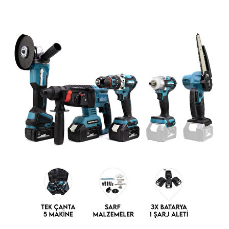 CHELİKBEİ Beşli Set MK350 (Budama testeresi 13mm Ç.MANDREN+S.SIKMA+Ş.SPRAL+Ş.HİLTİ) 
