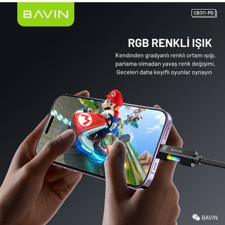 Ledli 30W Destekli Iphone Samsung Xiaomi Oppo Uyumlu Type C To Type C Hızlı Şarj Kablosu 