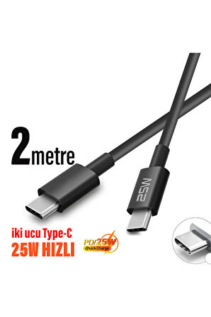 25W HIZLI Type-C Şarj Kablosu 2 metre Uzun
