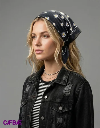 CafBaf Kare Bandana Papatya