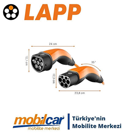 LAPP Helix® Mobilcar Elektrikli Araç Kablosu 5 Metre 22KW 32A Tip2 Şarj Tüm Araçlara Uyumlu