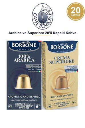 Caffè Borbone Arabica ve Superiore 20'li Kapsül Kahve – Nespresso Uyumlu, İkili Avantaj Paketi