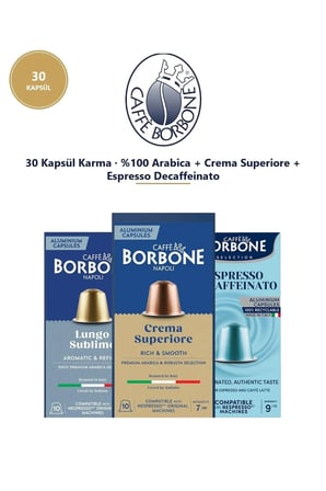 Caffè Borbone Arabica Superiore Decaf 30'lu Kapsül Kahve – Nespresso Uyumlu, Keşif Avantaj Paketi