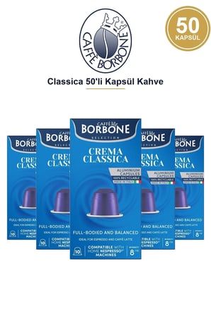 Caffè Borbone Classica 50'li Kapsül Kahve – Nespresso Uyumlu, Aylık Stok Avantajı