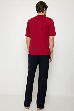 Erkek 3lü Damat Kutulu Çeyiz Bordo Pijama Takım 5370