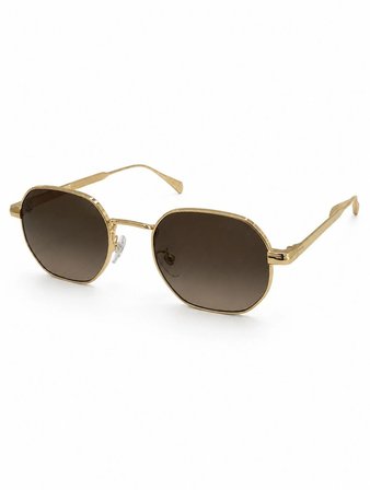 Brooks Cbs2086 Unisex Güneş Gözlüğü Altın Çerçeve Kahverengi Degrade Cam