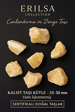 Sertifikalı Ham İşlenmemiş Bal Kalsit Taşı Kütle 25–30 mm Doğal – Canlandırma ve Denge Taşı