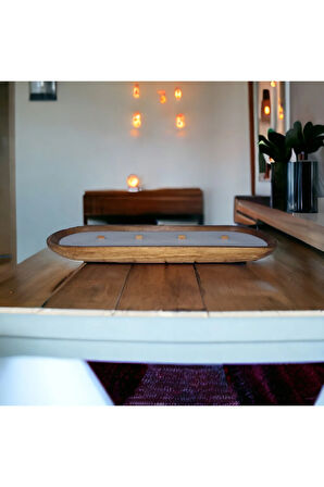 Ahşap Mumlukta Lavanta Kokulu %100 Doğal Soya Mum (42 cm)