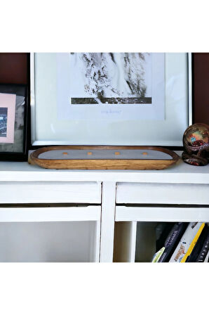 Ahşap Mumlukta Lavanta Kokulu %100 Doğal Soya Mum (42 cm)