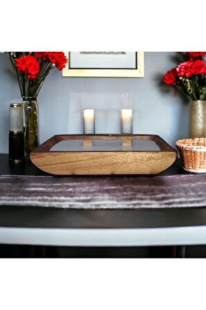 Ahşap Mumlukta Lavanta Kokulu %100 Doğal Soya Mum (18 cm)