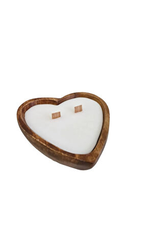 Ahşap Kalpte Lavanta Kokulu %100 Doğal Soya Mum (14 cm)- Sevgililer Gününe Özel