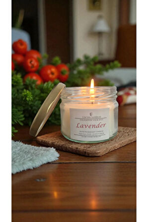 Lavanta Kokulu Doğal Soya Mum, Cam Kavanozda Lavanta Kokulu Soya Wax Mum (330 CC)