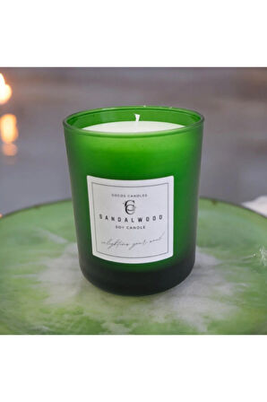 Sandal Kokulu Cam Bardakta %100 Doğal Kokulu Soya Wax Mum (7 cm)