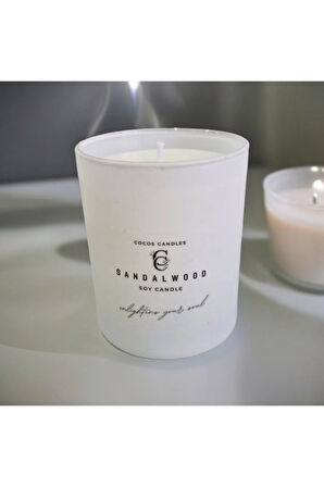 Sandal Kokulu Cam Bardakta %100 Doğal Kokulu Soya Wax Mum (7 cm)