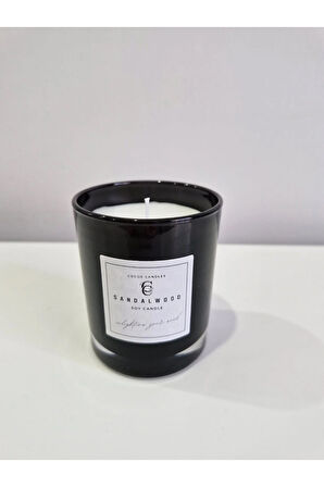 Sandal Kokulu Cam Bardakta %100 Doğal Kokulu Soya Wax Mum (7 cm)