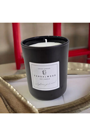 Sandal Kokulu Cam Bardakta %100 Doğal Kokulu Soya Wax Mum (7 cm)