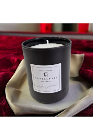 Sandal Kokulu Cam Bardakta %100 Doğal Kokulu Soya Wax Mum (7 cm)