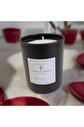 Sandal Kokulu Cam Bardakta %100 Doğal Kokulu Soya Wax Mum (7 cm)
