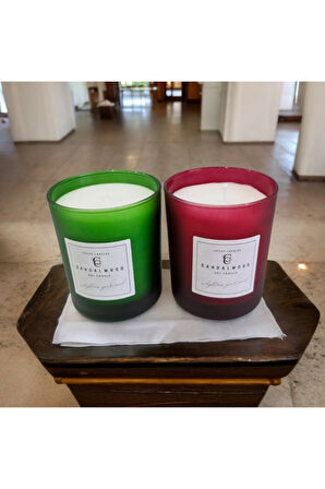 Sandal Kokulu Cam Bardakta %100 Doğal Kokulu Soya Wax Mum (7 cm- Özel Set)