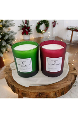 Sandal Kokulu Cam Bardakta %100 Doğal Kokulu Soya Wax Mum (7 cm- Özel Set)